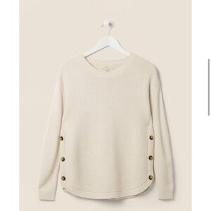 Fat Face Emmy Button Sweater in Ivory